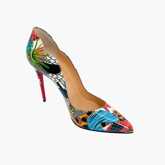 Christian Louboutin Hot Chick 100 Printed Patent Sapeur Pumps Heels Size 37 US 7 - Picture 12 of 14